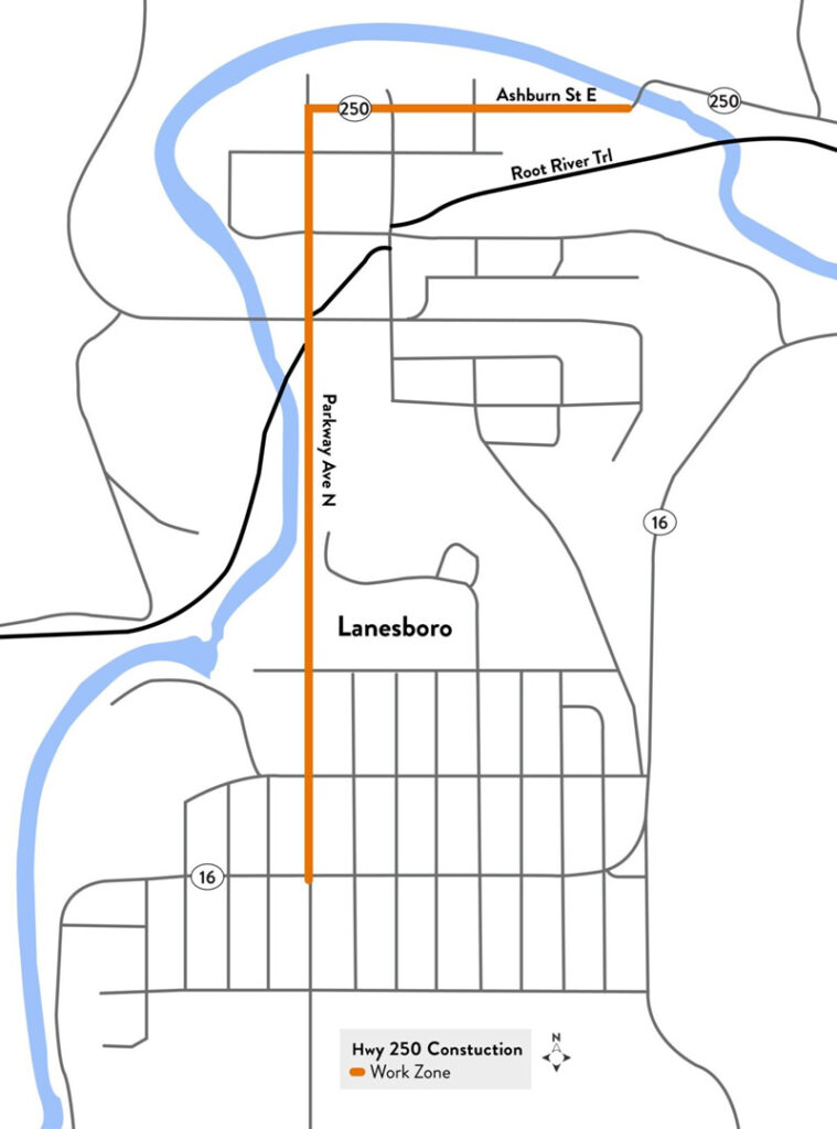 Hwy 250 Construction Map